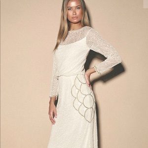 Brooklyn White Beaded Long Sleeve Maxi Dress